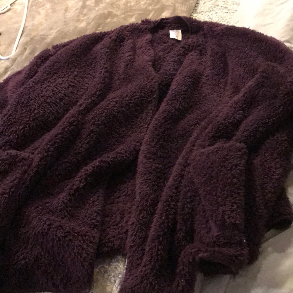 Fleece plus size cartigan